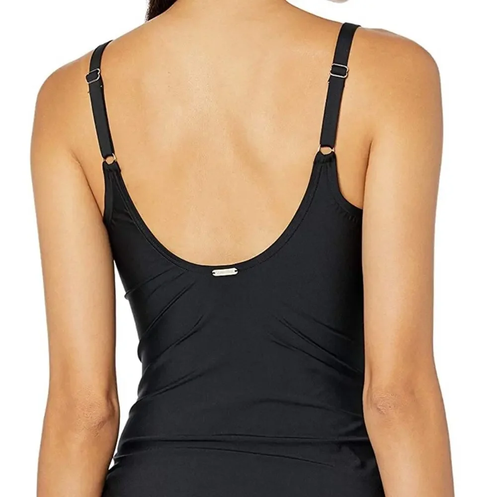 Calvin Klein BLACK Ruched Twist Tankini Swim Top